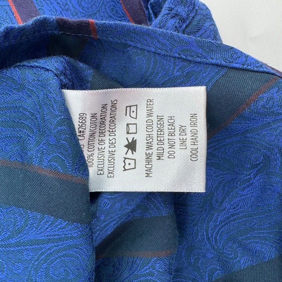 Robert Graham Mens 2XL Classic Blue Paisley Stripe Button Down Shirt - Picture 5 of 8